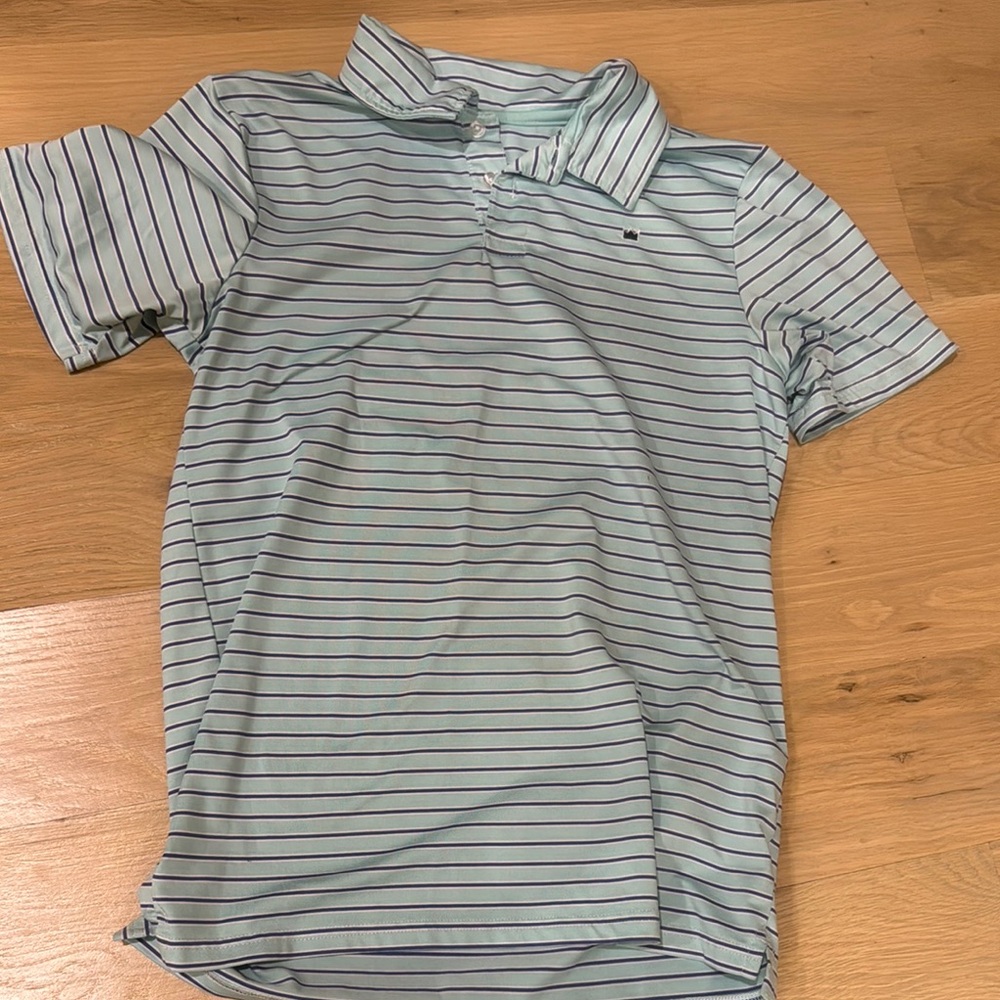 crown & ivy Light Blue Striped Kids Polo